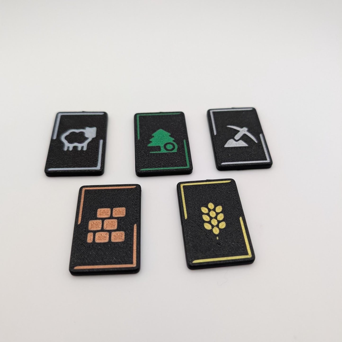 Catan Resource Tile, Brick, Lumber, Ore, Wheat, Wool, Catan token, game token, resource replacement, board game tiles